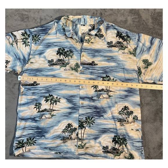 Saddlebred Men's Tropical Hawaiian Button Down Shirt Blue XXL - Picture 6 of 6